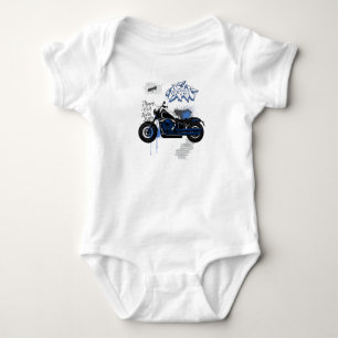 Motorradblau und grau-graffiti-T - Shirt