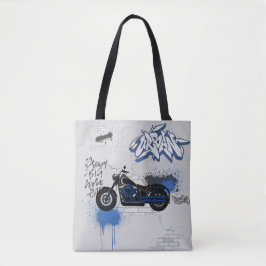 Motorradblau und grau-graffiti-Totbeutel Tasche