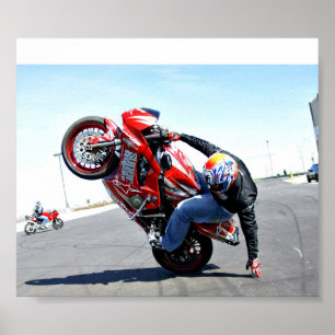 Motorradbremsung Poster