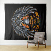 Motorradclub für Schädel und Flammen Wandteppich (Beispiel (Horizontal))