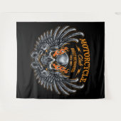 Motorradclub für Schädel und Flammen Wandteppich (Vorderseite (Horizontal))