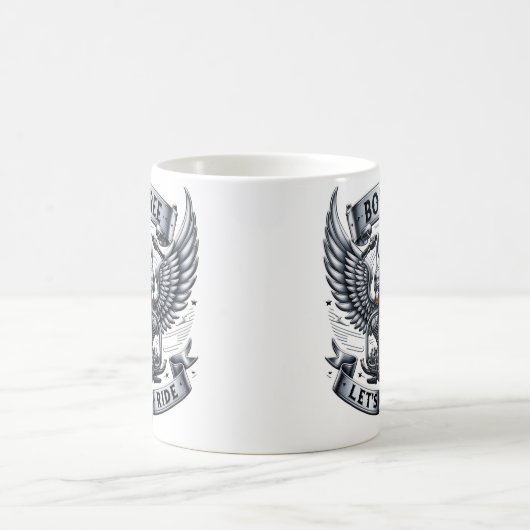 Motorraddesign mit Flügeln und Slogans Kaffeetasse (Mittel)