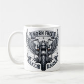 Motorraddesign mit Flügeln und Slogans Kaffeetasse (Links)
