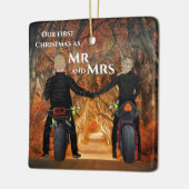 Motorräder Autumn Forest Coups Erste Weihnachten Keramikornament (Links)