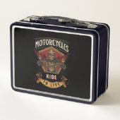 Motorräder für den Skull-Verkehr, Fahrt zum Leben Metall Brotdose (Rückseite)