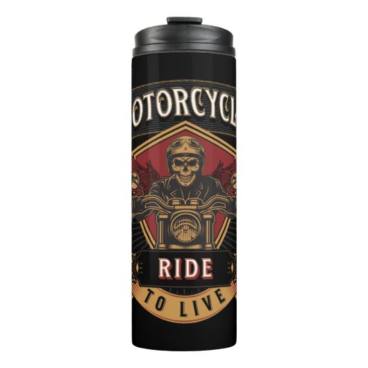 Motorräder für den Skull-Verkehr, Fahrt zum Leben Thermosbecher (Vorderseite)