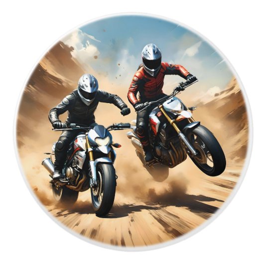Motorräder in der Wüste, Keramikknauf (Vorderseite)