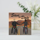 Motorradfahren auf der Rocky Highway Wedding Save The Date (Stehend Vorderseite)