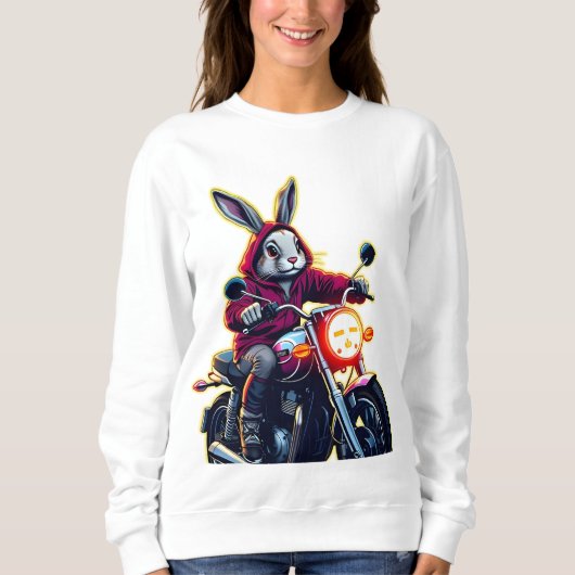 Motorradfahren mit Neon-Kash-Kaninchen Sweatshirt (Vorderseite)