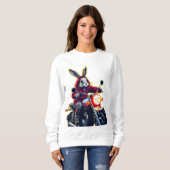 Motorradfahren mit Neon-Kash-Kaninchen Sweatshirt (Vorne ganz)