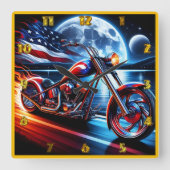 Motorradfahren unter der Nachtflagge Quadratische Wanduhr (Vorderseite)