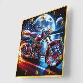 Motorradfahren unter der Nachtflagge Quadratische Wanduhr (Winkel)