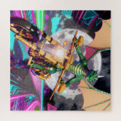 Motorradfahrender Drache Puzzle (Horizontal)