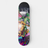 Motorradfahrender Drache Skateboard (Vorderseite)