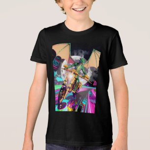 Motorradfahrender Drache Tri-Blend Shirt