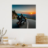 Motorradfahrer auf der Landschaftlichen Bergstraße Poster (Küche)