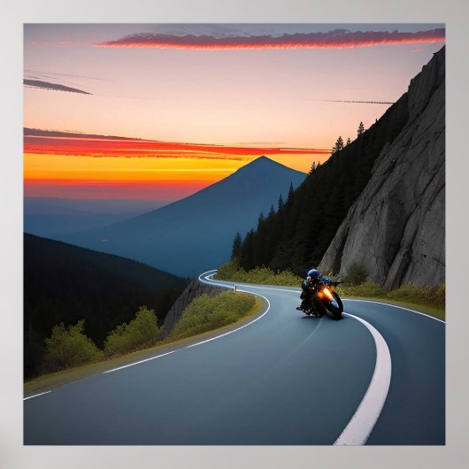 Motorradfahrer auf der Landschaftlichen Bergstraße Poster (Vorne)