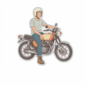 Motorradfahrer auf einer Motorrad Aufkleber (Vorderseite)