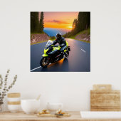 Motorradfahrer fahren entlang der Gebirgsstraße Poster (Küche)