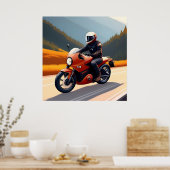 Motorradfahrer fahren entlang der Gebirgsstraße Poster (Küche)