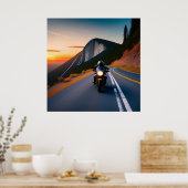 Motorradfahrer fahren entlang der Gebirgsstraße Poster (Küche)