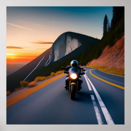 Motorradfahrer fahren entlang der Gebirgsstraße Poster