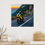 Motorradfahrer fahren entlang der Gebirgsstraße Poster (Küche)