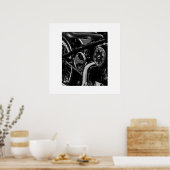 Motorradfahrer-Fahrradfahrer-Fahrerplakat Poster (Küche)