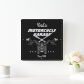 Motorradfahrer-Garage Handlebars Cool Schwarz Quadratische Wanduhr (Zuhause)