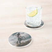 Motorradfahrer Getränkeuntersetzer (Seite)