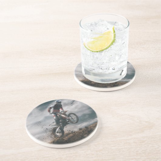 Motorradfahrer Getränkeuntersetzer (Seite)