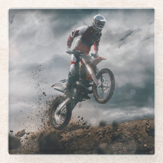 Motorradfahrer Glasuntersetzer (Vorderseite)