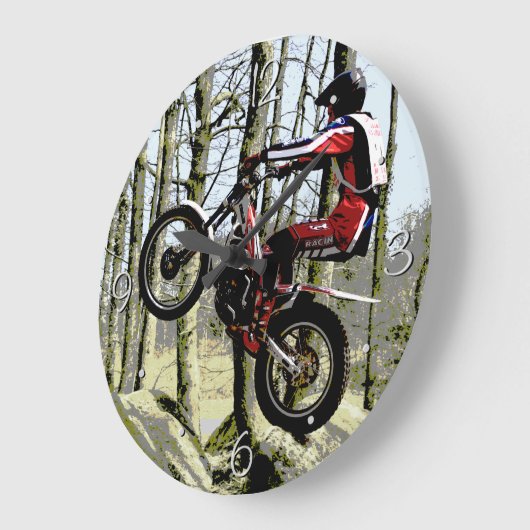 Motorradfahrer Große Wanduhr (Winkel)