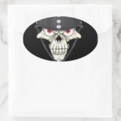 Motorradfahrer Helm Schädeldesign Ovaler Aufkleber (Tasche)