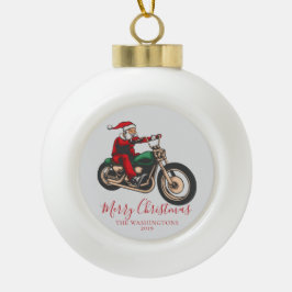 Motorradfahrer Merry Christmas Keramik Kugel-Ornament