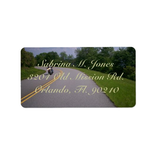 Motorradfahrer mit blauem Rücken Adressaufkleber (Vorne)