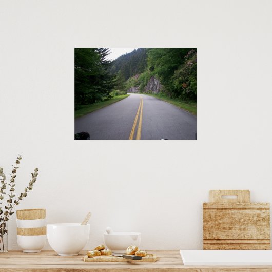 Motorradfahrer mit blauer Brücke 8 Poster (Küche)