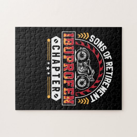 Motorradfahrer mit lustigem Sohn oder Arthritis Puzzle (Horizontal)