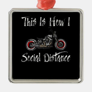 Motorradfahrer mit sozialer Distanz Ornament Aus Metall
