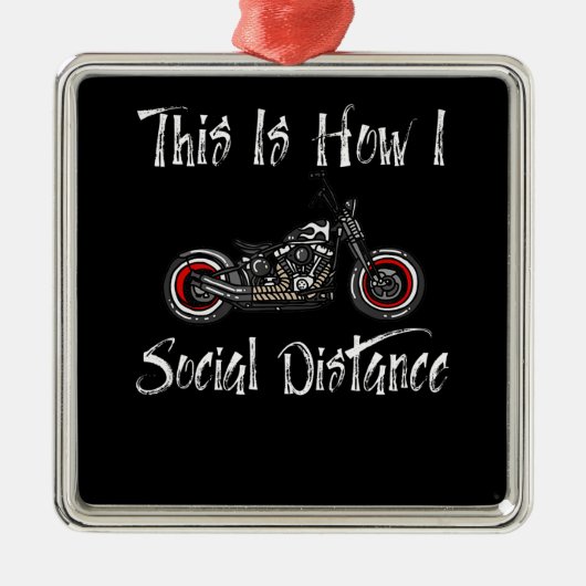 Motorradfahrer mit sozialer Distanz Ornament Aus Metall (Vorne)