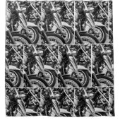 Motorradfahrer Motorrad Duschvorhang (Vorderseite)