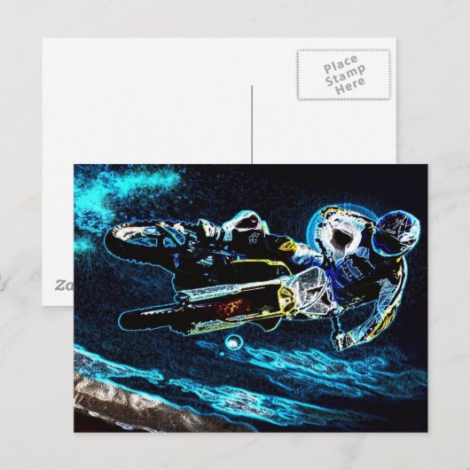 Motorradfahrer Postkarte (Vorne/Hinten)