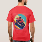 Motorradfahrer-Racing Dynamische Illustration T-Shirt (Rückseite)