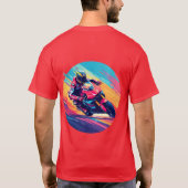 Motorradfahrer-Racing Dynamische Illustration T-Shirt (Rückseite)