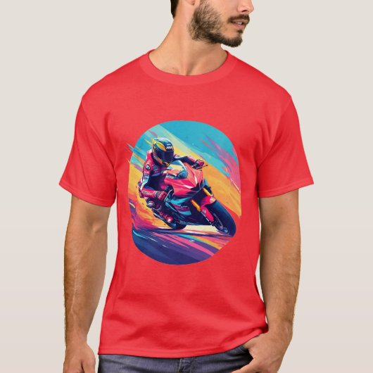 Motorradfahrer-Racing Dynamische Illustration T-Shirt (Vorderseite)