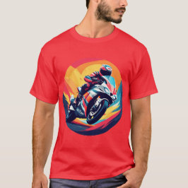 Motorradfahrer-Racing Dynamische Illustration T-Shirt
