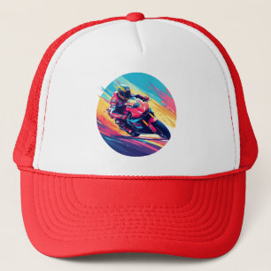 Motorradfahrer-Racing Dynamische Illustration Truckerkappe