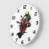 Motorradfahrer Reiten Red Sportbike Große Wanduhr (Winkel)