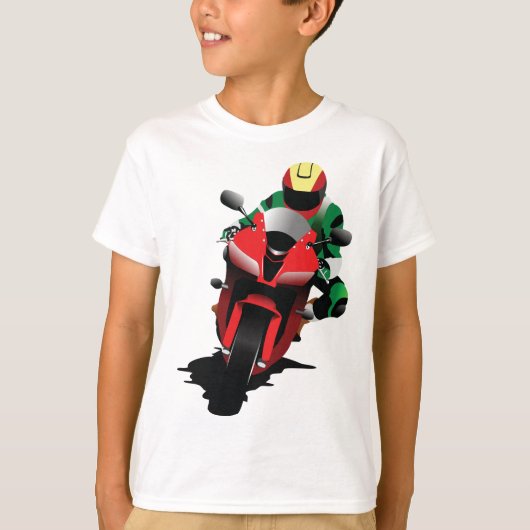Motorradfahrer Reiten Red Sportbike T-Shirt (Vorderseite)