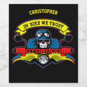 Motorradfahrer Reiten Weinetikett (Einzelnes Label)